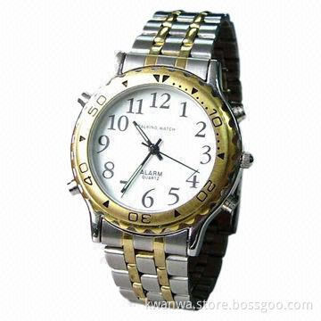 Watches men with time and calendar talking function, alloy case and watchband